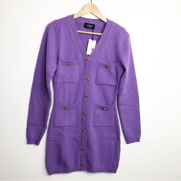 𝅺Cider purple button-down knit sweater dress - Picture 9 of 9